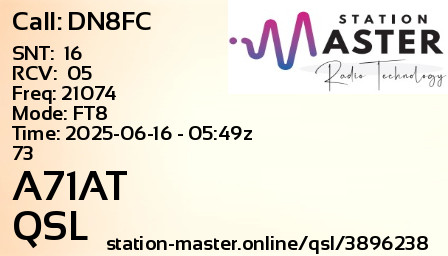 QSL Card for A71AT QSO with DN8FC