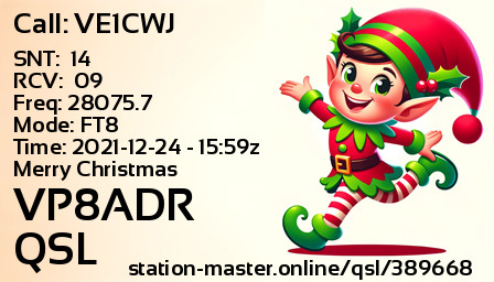 QSL Card for VP8ADR QSO with VE1CWJ