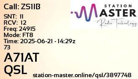 QSL Card for A71AT QSO with ZS1IB