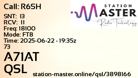 QSL Card for A71AT QSO with R6SH