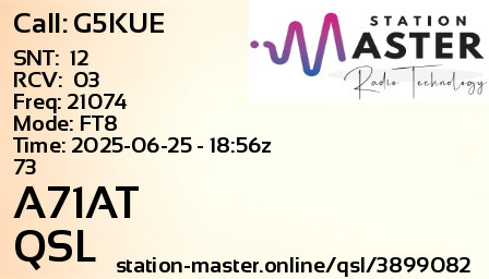 QSL Card for A71AT QSO with G5KUE