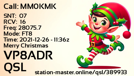QSL Card for VP8ADR QSO with MM0KMK