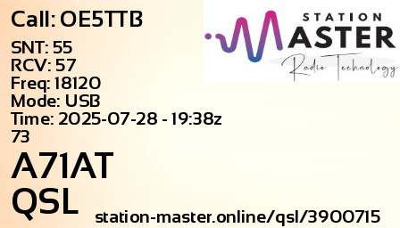 QSL Card for A71AT QSO with OE5TTB