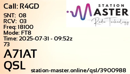 QSL Card for A71AT QSO with R4GD
