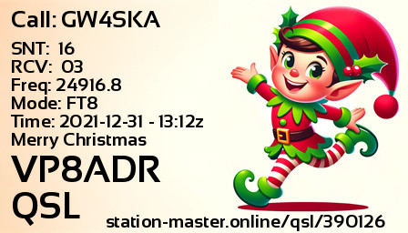 QSL Card for VP8ADR QSO with GW4SKA
