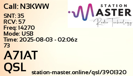 QSL Card for A71AT QSO with N3KWW