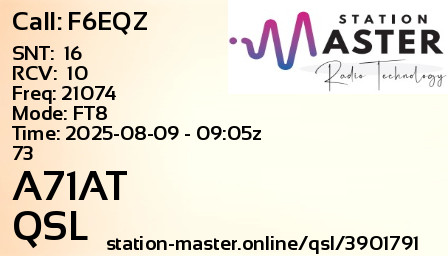 QSL Card for A71AT QSO with F6EQZ