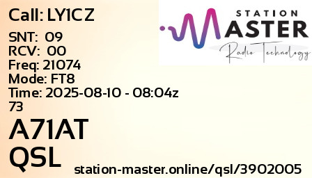 QSL Card for A71AT QSO with LY1CZ