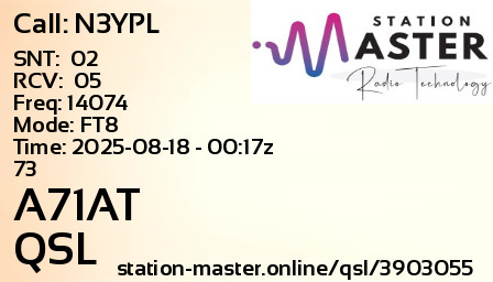 QSL Card for A71AT QSO with N3YPL