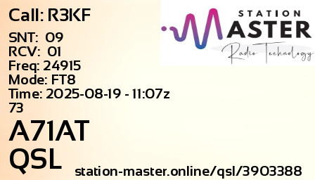 QSL Card for A71AT QSO with R3KF