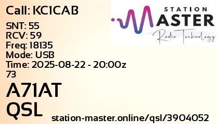 QSL Card for A71AT QSO with KC1CAB