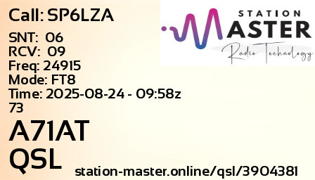 QSL Card for A71AT QSO with SP6LZA