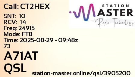 QSL Card for A71AT QSO with CT2HEX