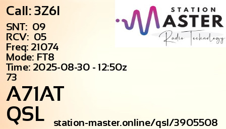 QSL Card for A71AT QSO with 3Z6I