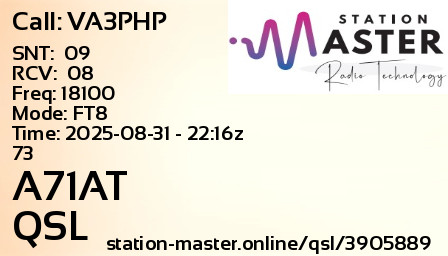 QSL Card for A71AT QSO with VA3PHP