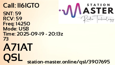 QSL Card for A71AT QSO with II6IGTO