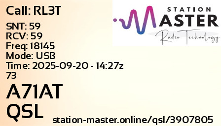 QSL Card for A71AT QSO with RL3T