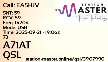QSL Card for A71AT QSO with EA5HJV