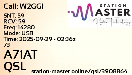QSL Card for A71AT QSO with W2GGI