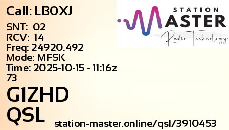 QSL Card for G1ZHD QSO with LB0XJ