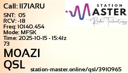 QSL Card for M0AZI QSO with II7IARU