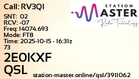 QSL Card for 2E0KXF QSO with RV3QI
