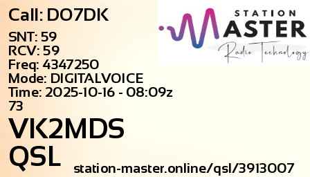 QSL Card for VK2MDS QSO with DO7DK
