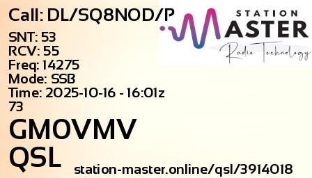 QSL Card for GM0VMV QSO with DL/SQ8NOD/P