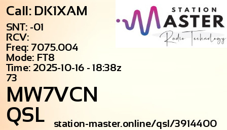 QSL Card for MW7VCN QSO with DK1XAM