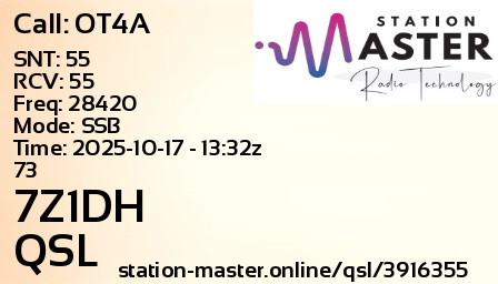 QSL Card for 7Z1DH QSO with OT4A