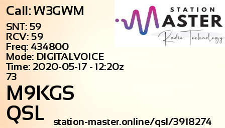 QSL Card for M9KGS QSO with W3GWM