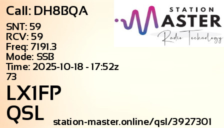 QSL Card for LX1FP QSO with DH8BQA