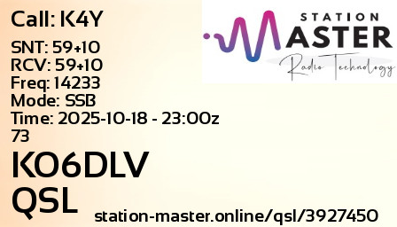 QSL Card for KO6DLV QSO with K4Y