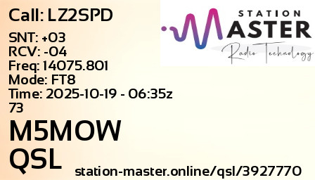 QSL Card for M5MOW QSO with LZ2SPD