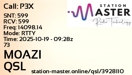 QSL Card for M0AZI QSO with P3X