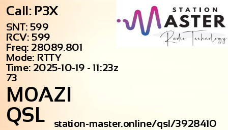 QSL Card for M0AZI QSO with P3X