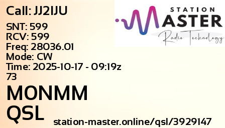 QSL Card for M0NMM QSO with JJ2IJU