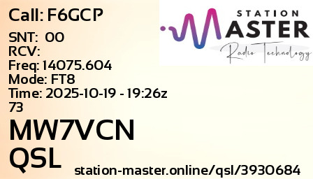 QSL Card for MW7VCN QSO with F6GCP