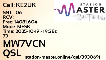 QSL Card for MW7VCN QSO with KE2UK