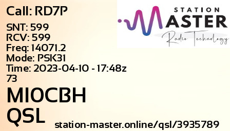 QSL Card for MI0CBH QSO with RD7P