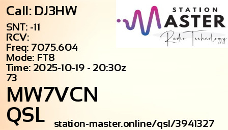 QSL Card for MW7VCN QSO with DJ3HW