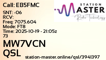 QSL Card for MW7VCN QSO with EB5FMC