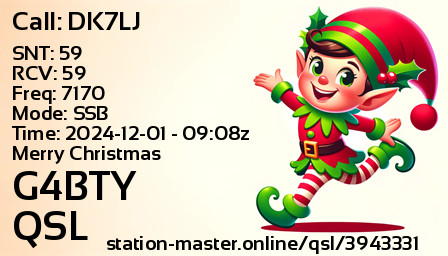 QSL Card for G4BTY QSO with DK7LJ