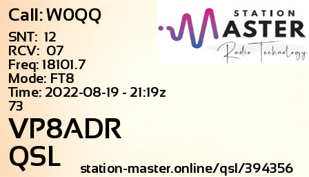 QSL Card for VP8ADR QSO with W0QQ