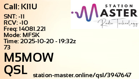 QSL Card for M5MOW QSO with KI1U