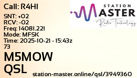 QSL Card for M5MOW QSO with R4HI