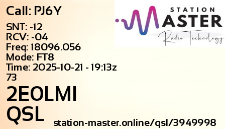 QSL Card for 2E0LMI QSO with PJ6Y