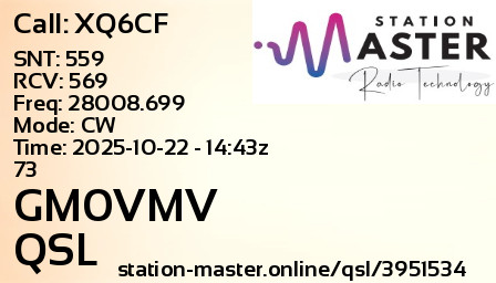 QSL Card for GM0VMV QSO with XQ6CF