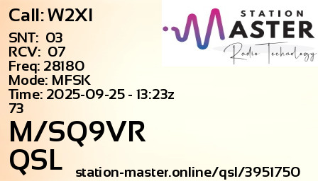 QSL Card for M/SQ9VR QSO with W2XI