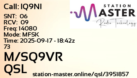 QSL Card for M/SQ9VR QSO with IQ9NI